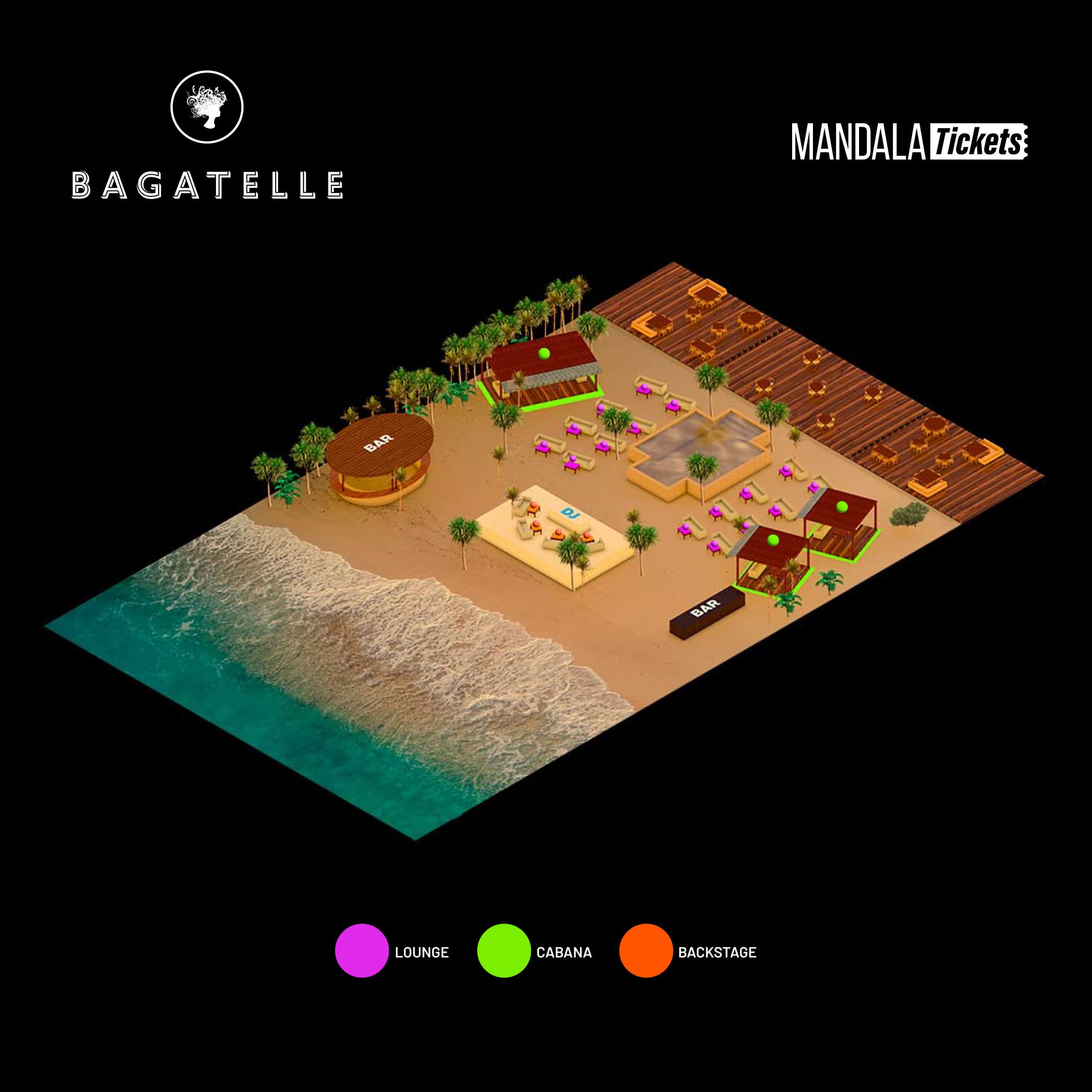 D'Cave Nightclub Cancún - Layout map and area distribution