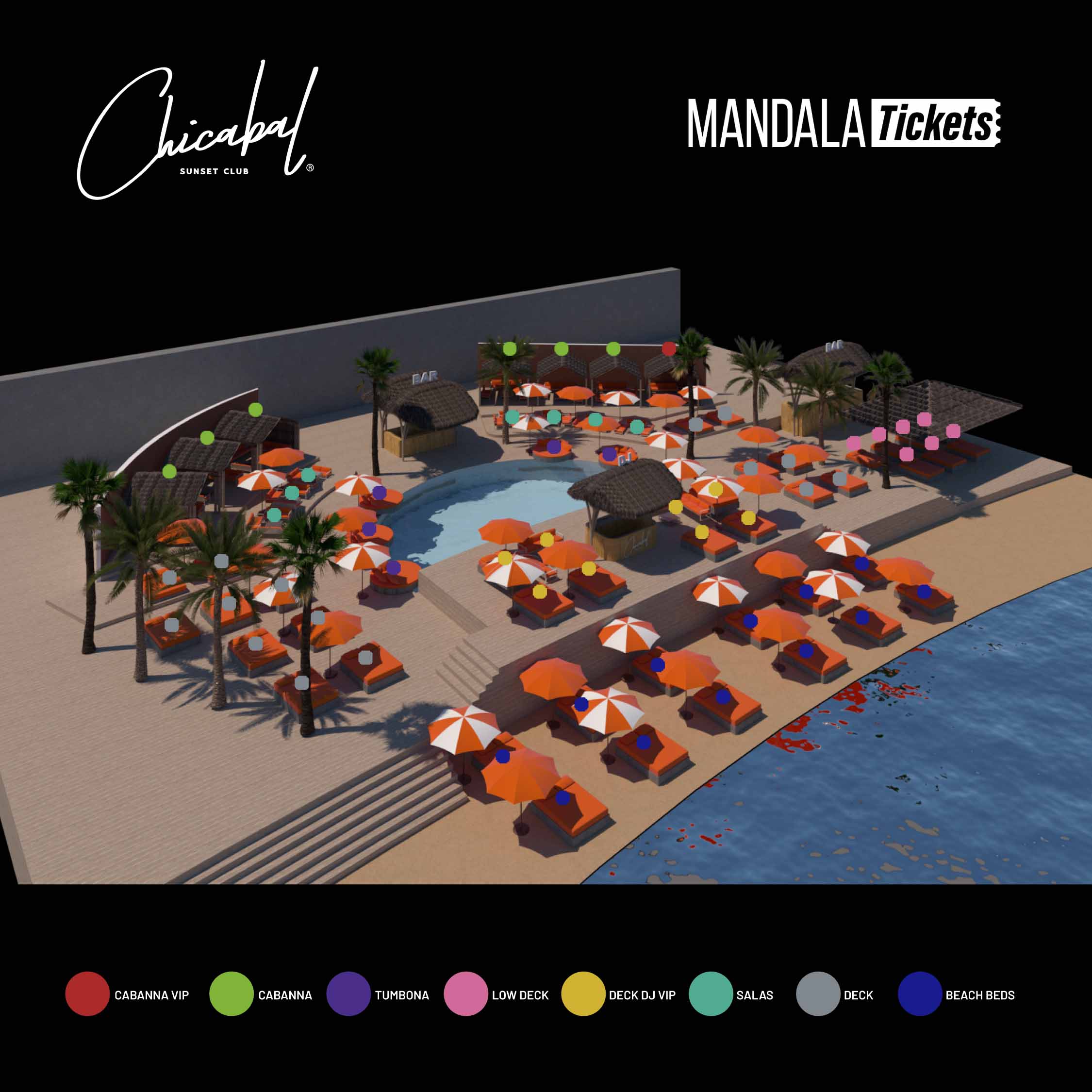 D'Cave Nightclub Cancún - Layout map and area distribution