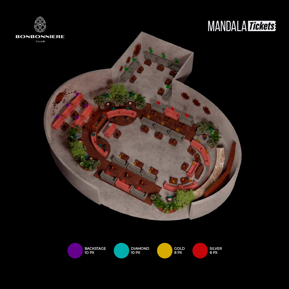 D'Cave Nightclub Cancún - Layout map and area distribution